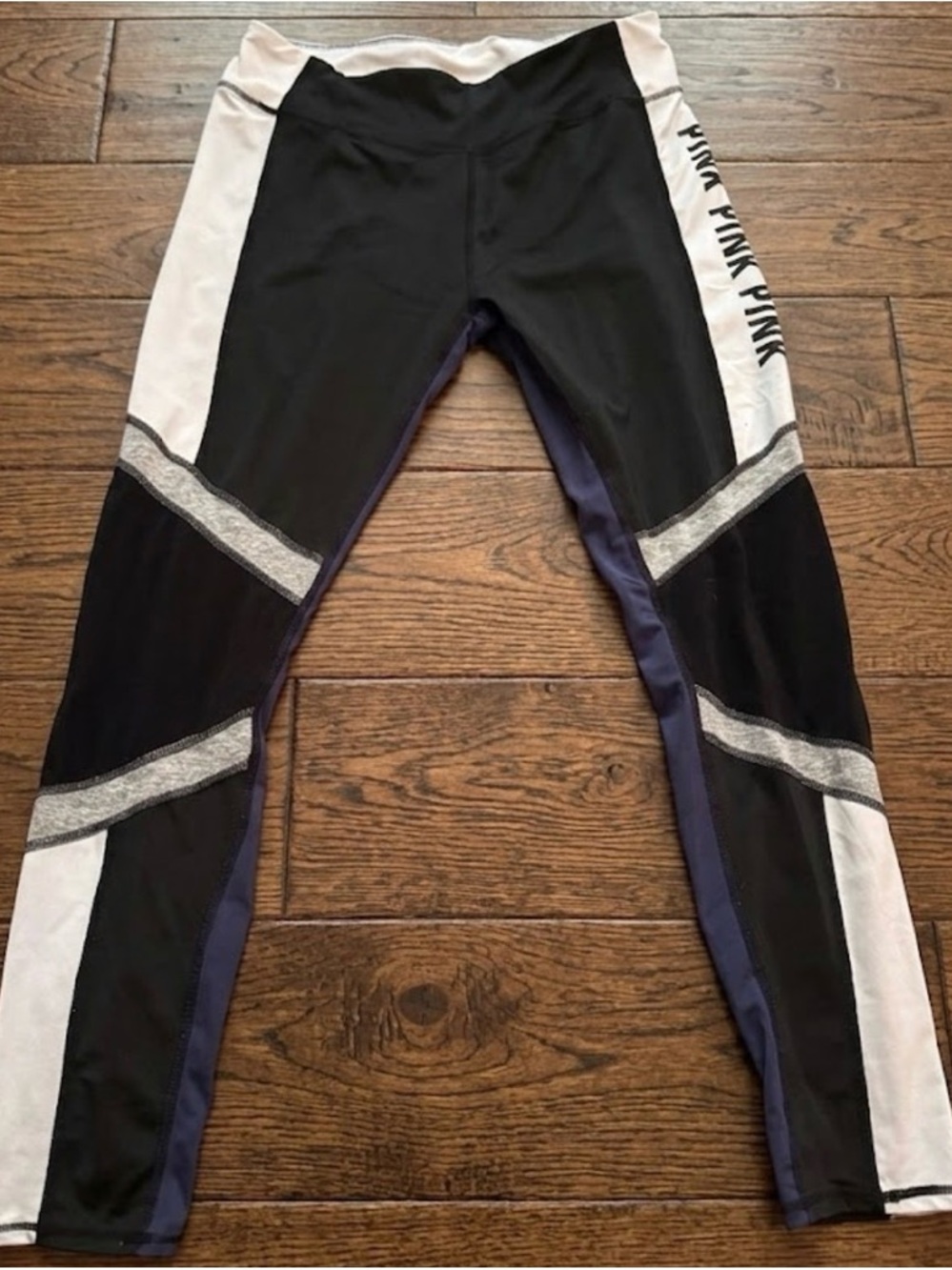 PINK Victoria's Secret Black, White & Navy Colorblock Skinny Leggings